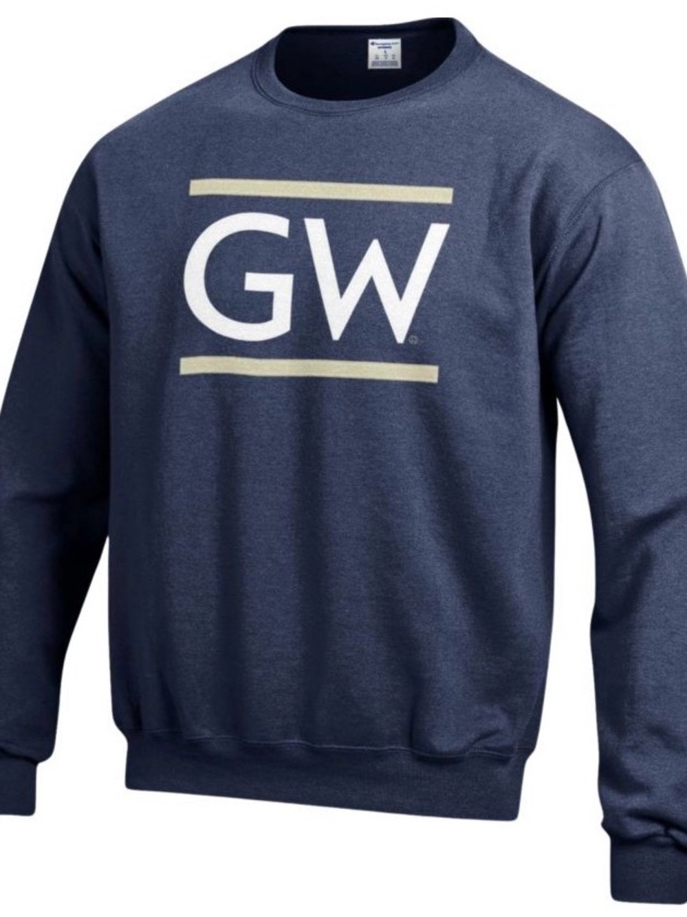 Navy GW Logo Crew Sweatshirt with Cream Accent